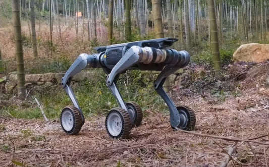 Modern electronics factory floor with edge AI and industrial robotics